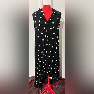 NWT Philosophy Sleeveless Black & White Polka Dot Shirt Dress High Low sz 2X